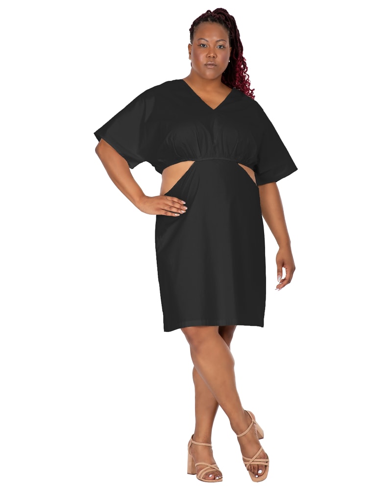 Plus Size Miley Kimono Sleeve Cut Out Mini Dress Black